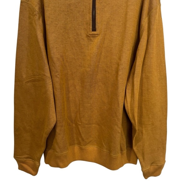NWOT Daniel Cremieux Mustard and Brown Elbow Patch Quarter Zip Sweater Men's XL - Picture 4 of 11